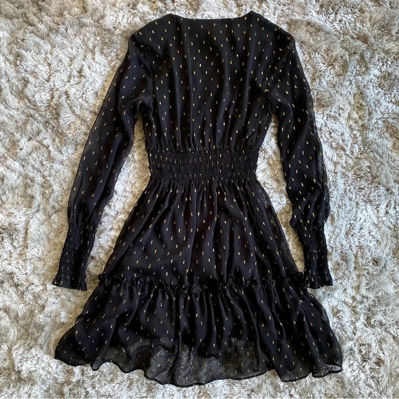 Taylor NWT Black & Gold Foil Dot Dress Size 2 - Picture 9 of 10